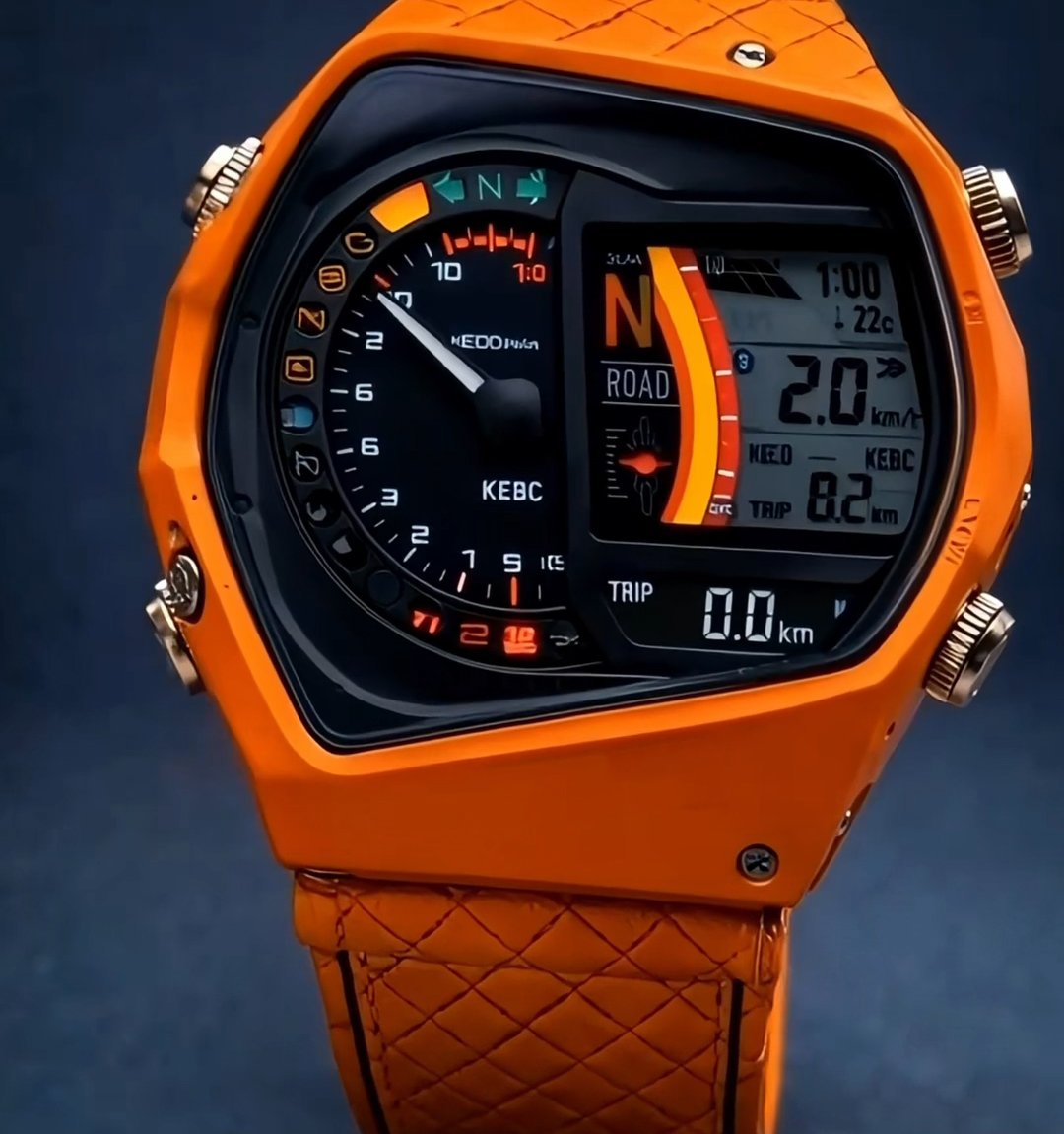 ⌚Yamaha Rennuhr | Duale analog-digitale Anzeige | Geschwindigkeits- und Tageskilometerzähler | Robustes oranges Design