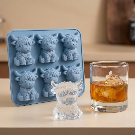 🐮🧊 Mini Highland Cattle Eiswürfel- & Dessertform 🍪 Süße 3D-Eiswürfel für Getränke, Partys & Geschenke 💕