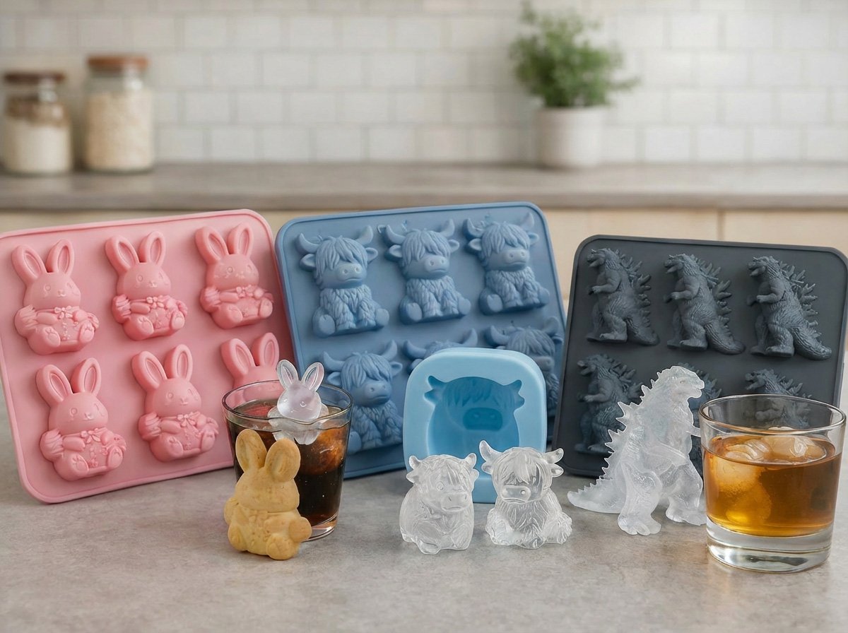 🐮🧊 Mini Highland Cattle Eiswürfel- & Dessertform 🍪 Süße 3D-Eiswürfel für Getränke, Partys & Geschenke 💕