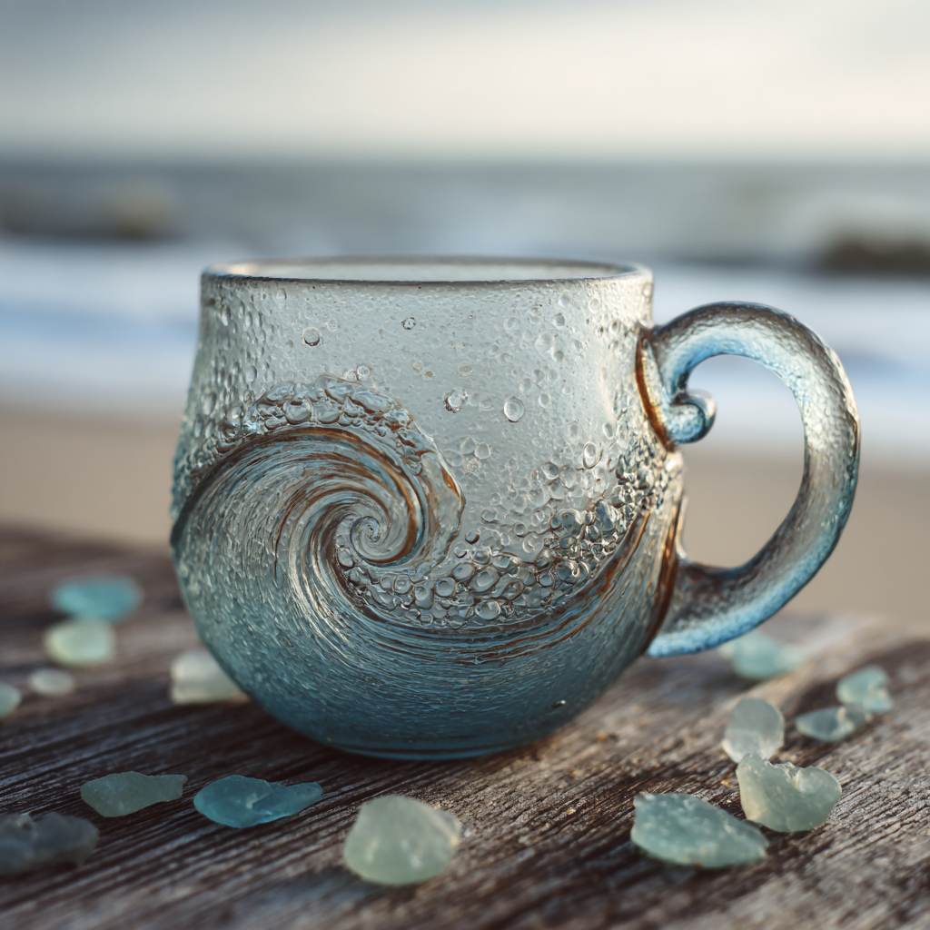 OceanWhirl – Handgefertigte Glastasse