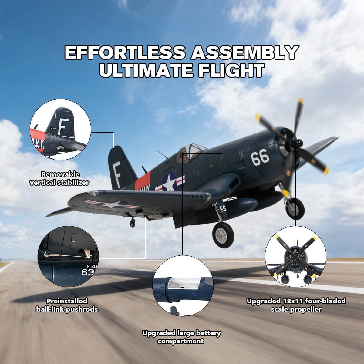 ✨Sommer-Erfrischungs-Sale ⚡Großes F4U Corsair RC Flugzeug mit Brushless-Antrieb