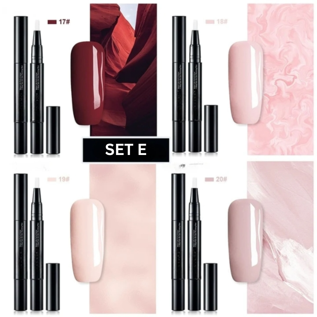 Nagellackstifte | Präzise Nail Art | Lang anhaltende Gel-Farbe | Set mit 4 Stiften