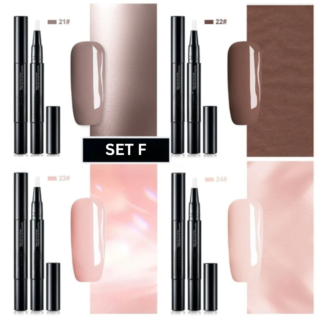 Nagellackstifte | Präzise Nail Art | Lang anhaltende Gel-Farbe | Set mit 4 Stiften