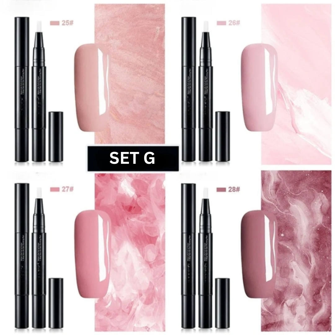 Nagellackstifte | Präzise Nail Art | Lang anhaltende Gel-Farbe | Set mit 4 Stiften
