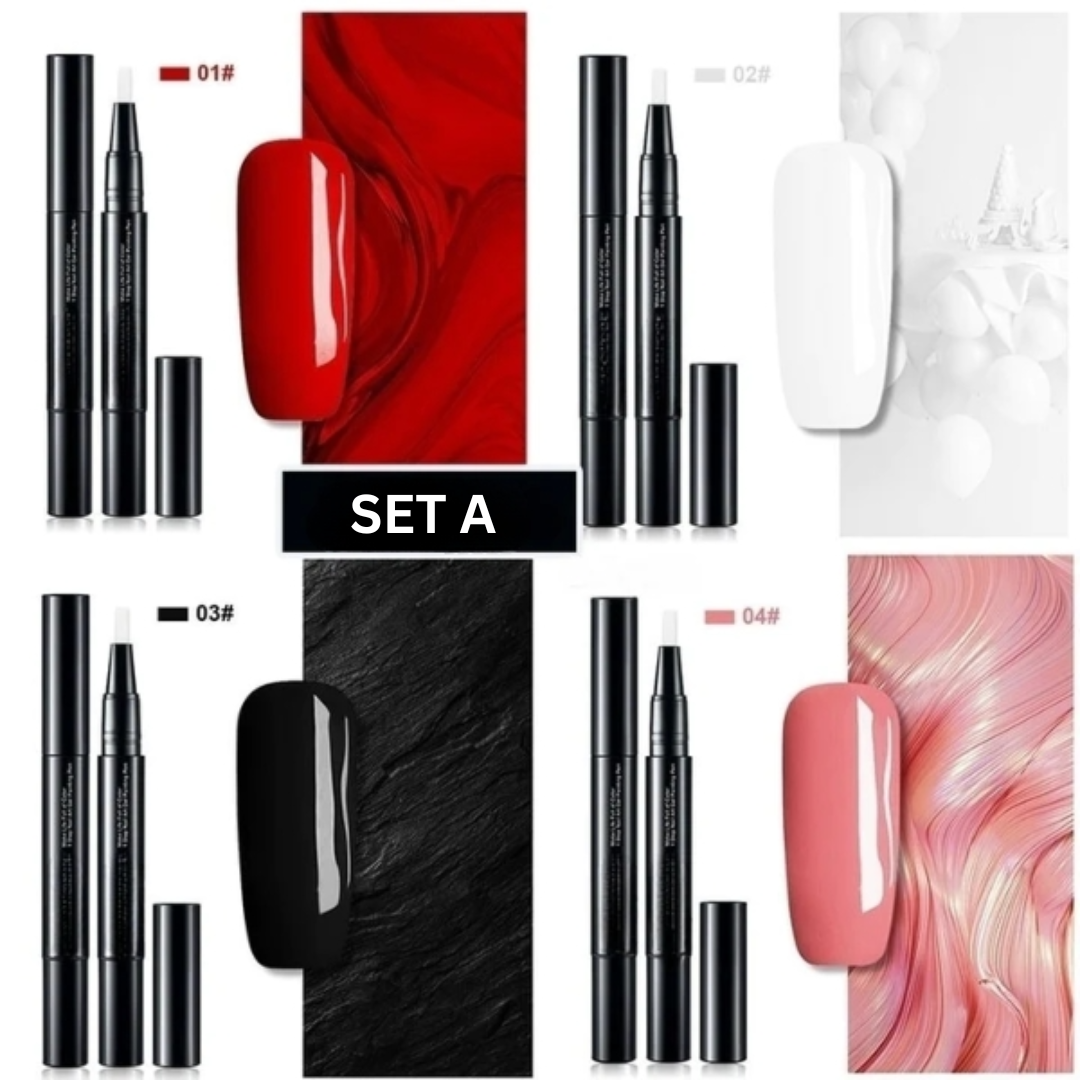 Nagellackstifte | Präzise Nail Art | Lang anhaltende Gel-Farbe | Set mit 4 Stiften