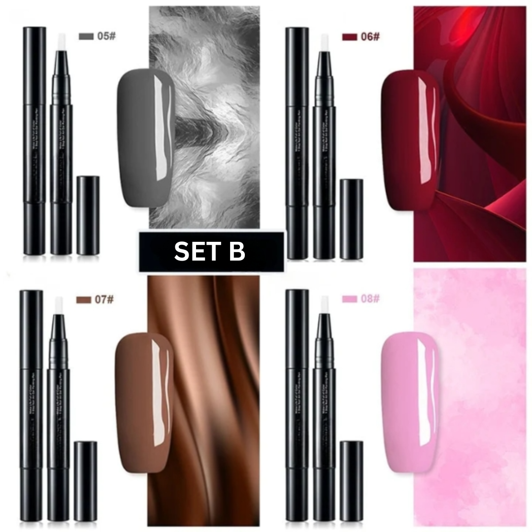 Nagellackstifte | Präzise Nail Art | Lang anhaltende Gel-Farbe | Set mit 4 Stiften