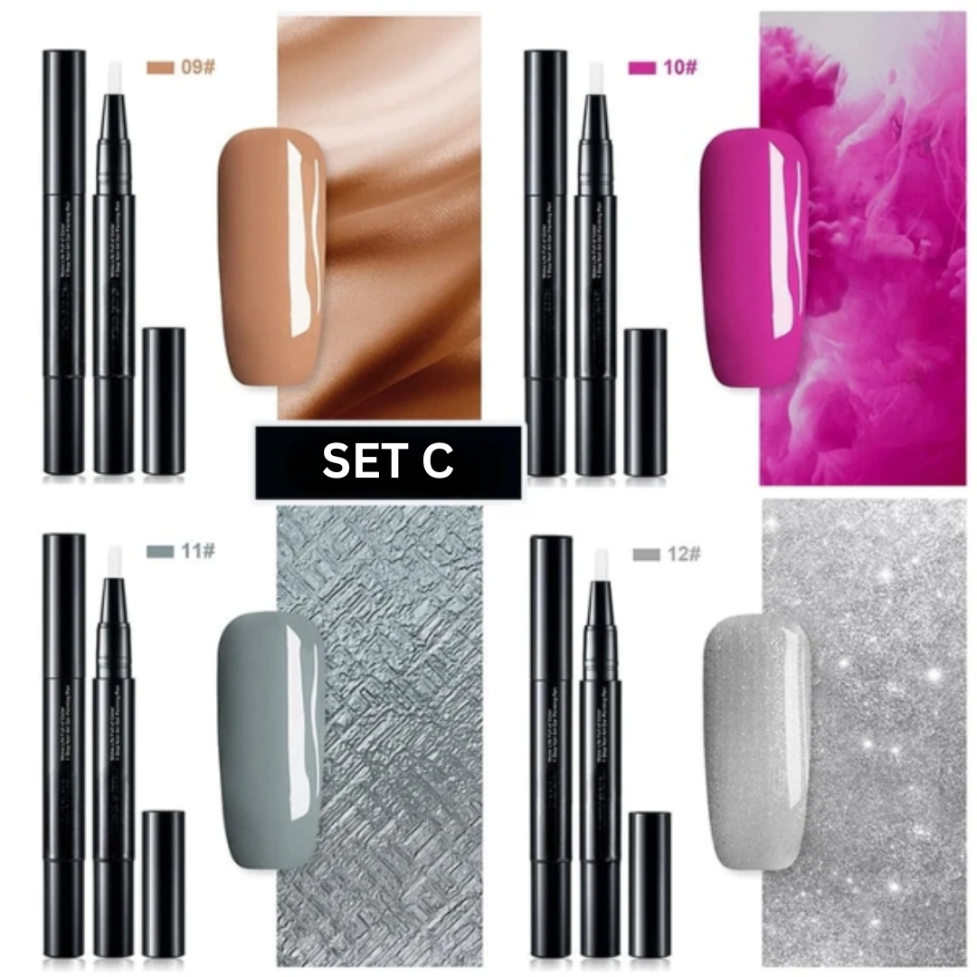 Nagellackstifte | Präzise Nail Art | Lang anhaltende Gel-Farbe | Set mit 4 Stiften