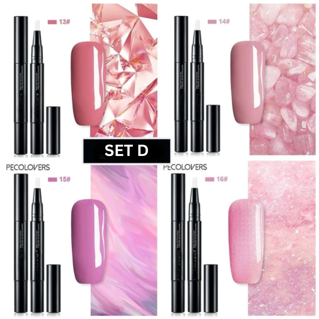 Nagellackstifte | Präzise Nail Art | Lang anhaltende Gel-Farbe | Set mit 4 Stiften