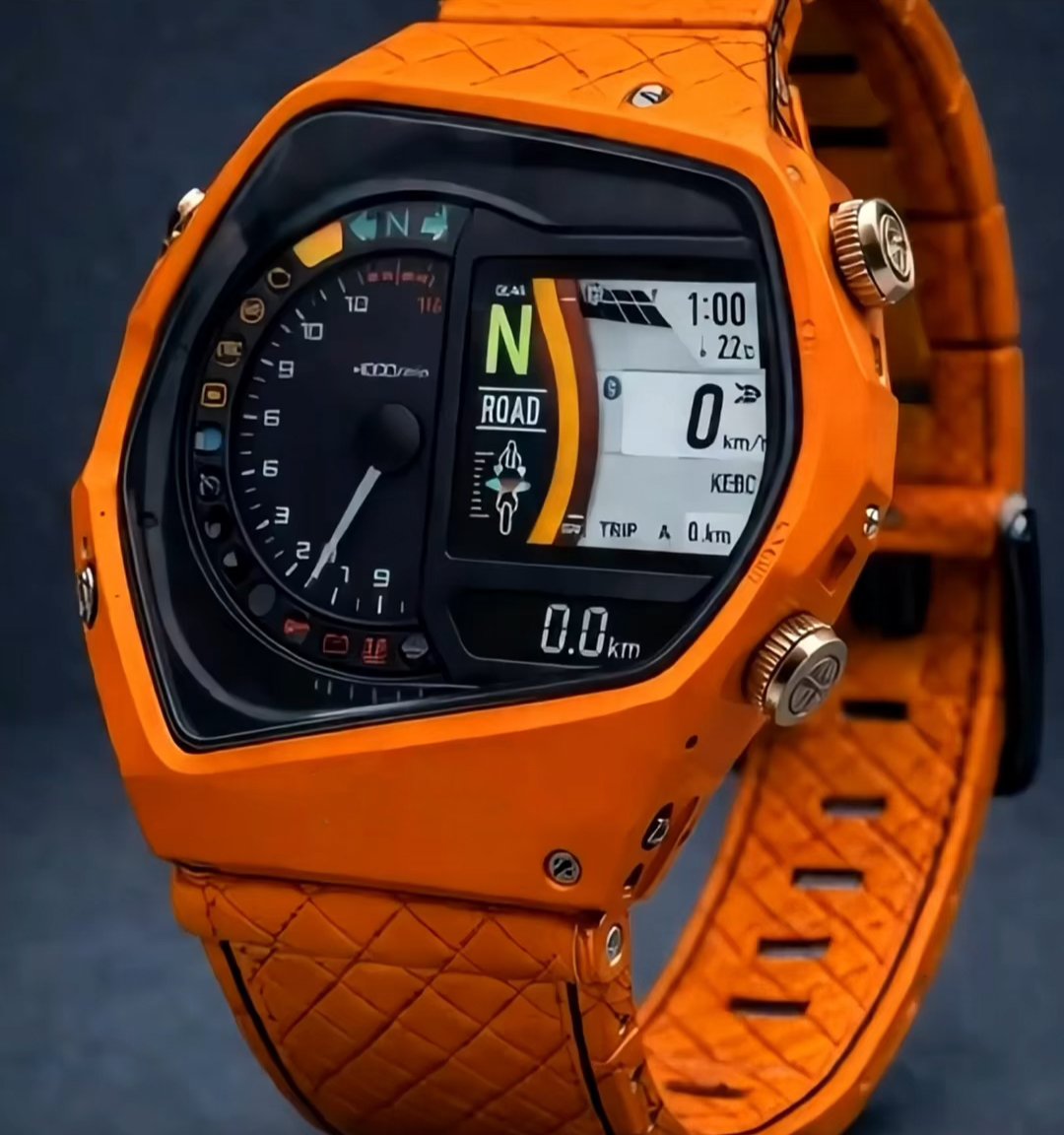 ⌚Yamaha Rennuhr | Duale analog-digitale Anzeige | Geschwindigkeits- und Tageskilometerzähler | Robustes oranges Design