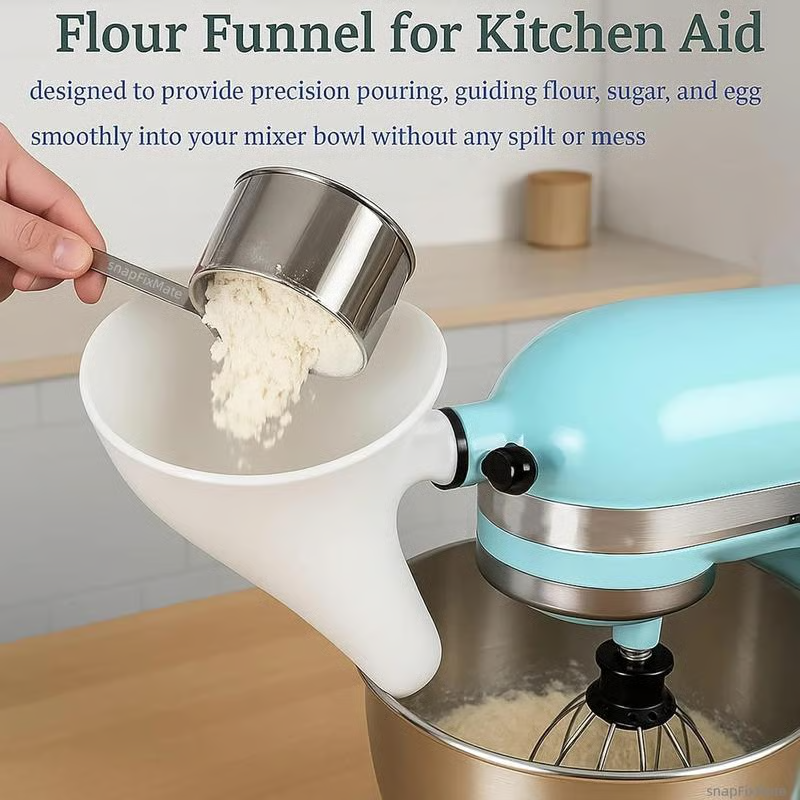 FlourFlow – Trichter mit gleichmäßiger Ausgussöffnung für Küchenmaschinen