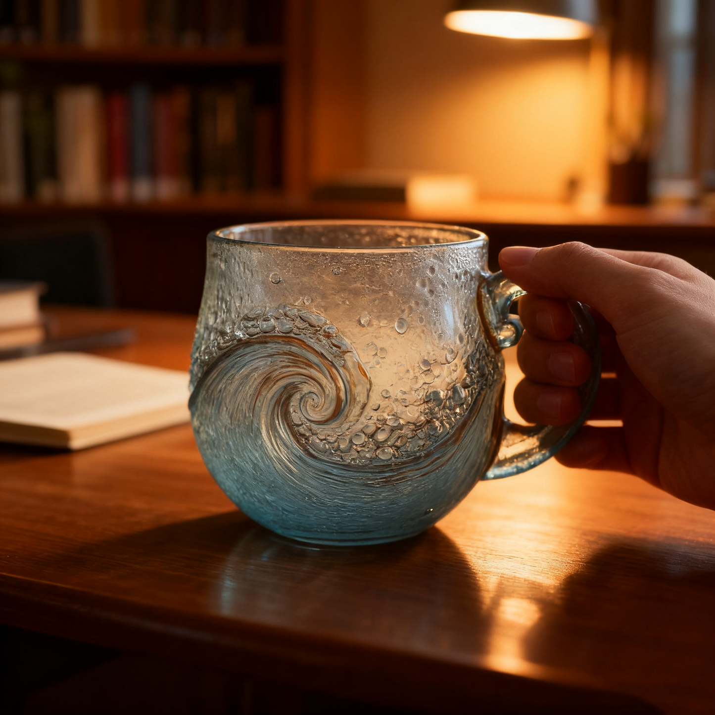 OceanWhirl – Handgefertigte Glastasse