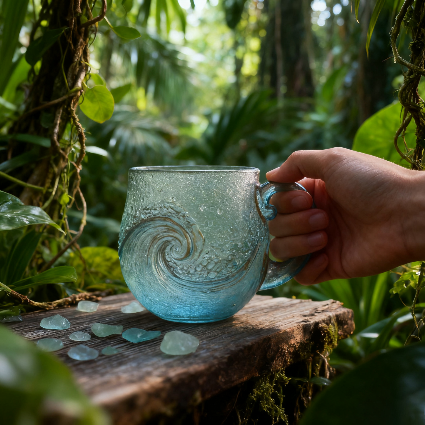 OceanWhirl – Handgefertigte Glastasse